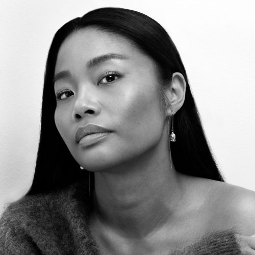 Rose øreheng med kjede, sølv - Bilde 4