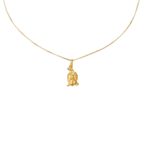 Rose halskjede med anheng og diamant, forgylt
