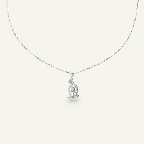 Rose halskjede med anheng og diamant, sølv