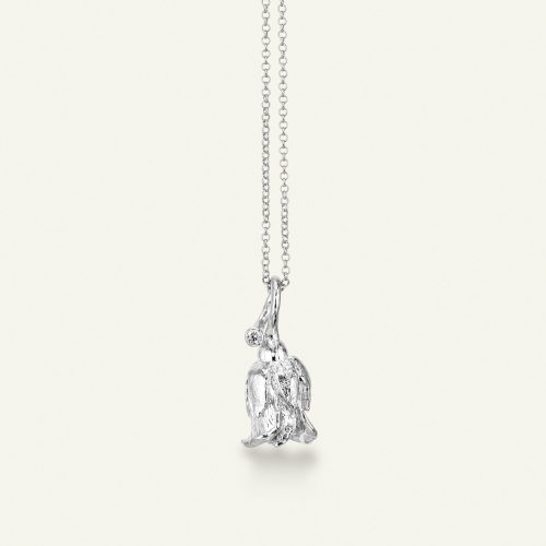 Alternative view of Rose halskjede med anheng og diamant, sølv