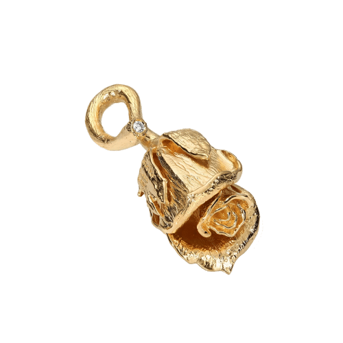 Alternative view of Rose med silkekjede, forgylt