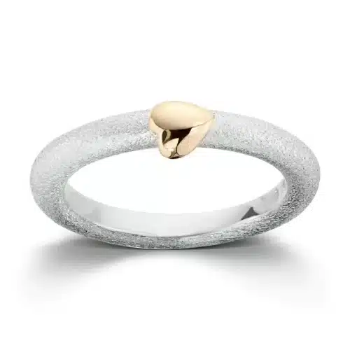 Van Bergen - Silver Heart ring i sølv med gult gull