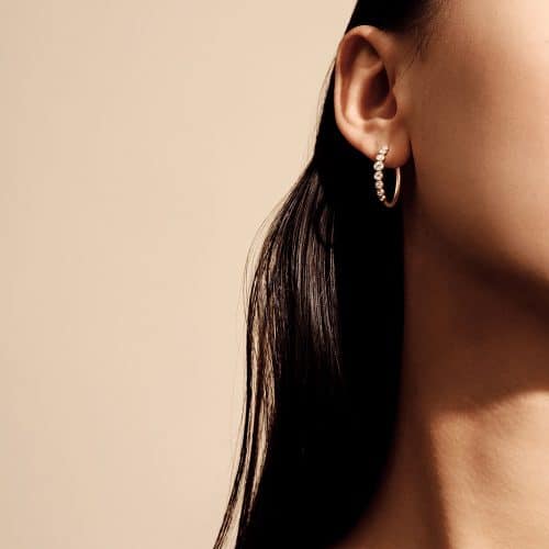 Alternative view of Julie Sandlau Lumen Midi Hoops F-G/VS brilliant cut diamonds