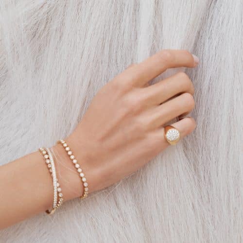 Alternative view of Julie Sandlau Multipavé Signet Ring F-G/SI brilliant cut diamonds