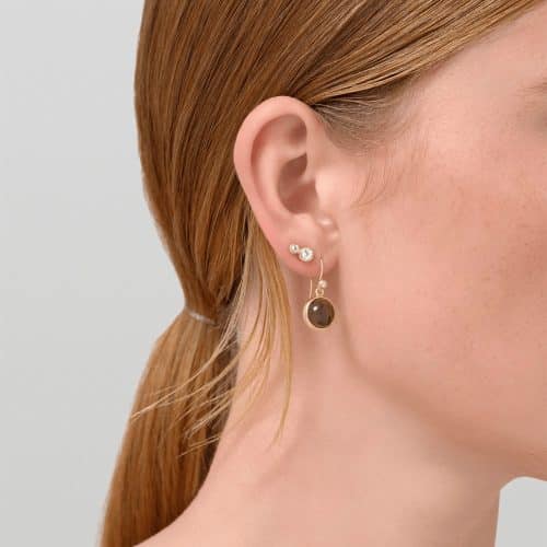 Alternative view of Julie Sandlau Prime Earrings Smokey Quartz and GH/SI brilliant cut diamonds