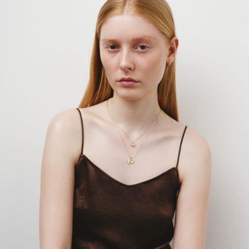 Alternative view of Julie Sandlau Luna Love Pendant I/SI brilliant cut diamonds and Rosy Moonstone
